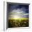 Wind Turbine in a Canola Field Against Cloudy Sky at Sunset, Denmark-null-Framed Photographic Print