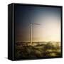 Wind Turbine in a Field in the Evening, Sardinia, Italy-null-Framed Stretched Canvas