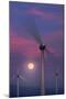 Wind Turbines and Full Moon.-Jon Hicks-Mounted Photographic Print