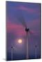 Wind Turbines and Full Moon.-Jon Hicks-Mounted Photographic Print