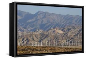 Wind Turbines and Mountains of Morongo Valley, San Gorgonio Pass, Palm Springs-null-Framed Stretched Canvas