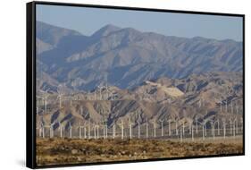 Wind Turbines and Mountains of Morongo Valley, San Gorgonio Pass, Palm Springs-null-Framed Stretched Canvas