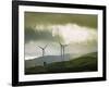 Wind Turbines and Soaring Bird of Prey, Ruahine Ranges, Manawatu, North Island, New Zealand-Smith Don-Framed Photographic Print