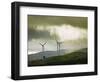 Wind Turbines and Soaring Bird of Prey, Ruahine Ranges, Manawatu, North Island, New Zealand-Smith Don-Framed Photographic Print