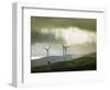 Wind Turbines and Soaring Bird of Prey, Ruahine Ranges, Manawatu, North Island, New Zealand-Smith Don-Framed Photographic Print