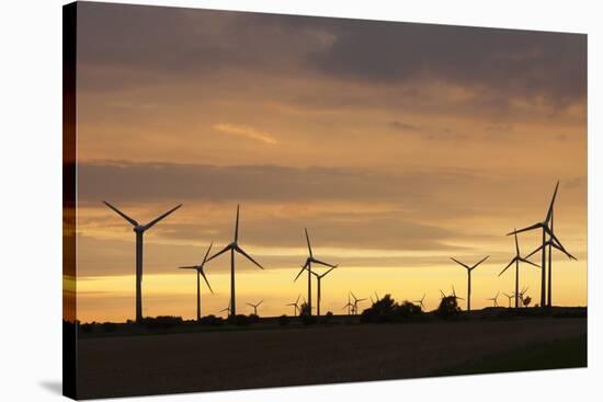 Wind Turbines at Sunset, Fehmarn, Baltic Sea, Schleswig Holstein, Germany, Europe-Markus Lange-Stretched Canvas
