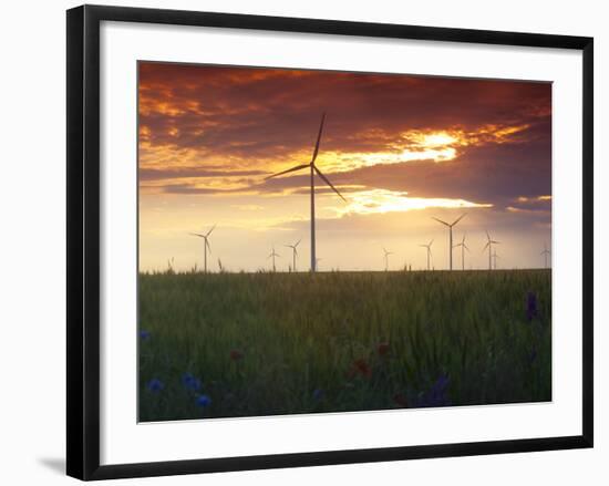 Wind Turbines at Sunset, Kavarna Wind Farm, Kavarna, Bulgaria, Europe-Dallas & John Heaton-Framed Photographic Print