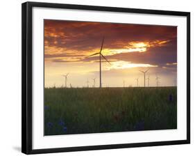 Wind Turbines at Sunset, Kavarna Wind Farm, Kavarna, Bulgaria, Europe-Dallas & John Heaton-Framed Photographic Print