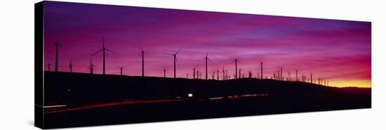 Wind Turbines in a Row at Dusk, Palm Springs, California, USA-null-Stretched Canvas