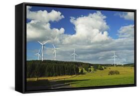 Wind Turbines, Westerwald, Rhineland-Palatinate, Germany, Europe-Jochen Schlenker-Framed Stretched Canvas