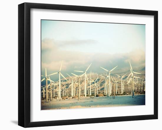 Wind Turbines with Mountains in the Background-null-Framed Photographic Print