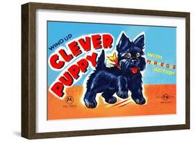 Wind Up Clever Puppy-null-Framed Art Print