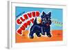 Wind Up Clever Puppy-null-Framed Art Print