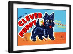 Wind Up Clever Puppy-null-Framed Art Print