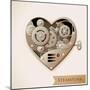 Wind Up Metal Steampunk Heart With Gears-Cyborgwitch-Mounted Art Print