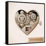 Wind Up Metal Steampunk Heart With Gears-Cyborgwitch-Framed Stretched Canvas