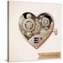 Wind Up Metal Steampunk Heart With Gears-Cyborgwitch-Stretched Canvas