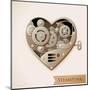 Wind Up Metal Steampunk Heart With Gears-Cyborgwitch-Mounted Art Print