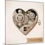 Wind Up Metal Steampunk Heart With Gears-Cyborgwitch-Mounted Art Print