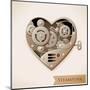 Wind Up Metal Steampunk Heart With Gears-Cyborgwitch-Mounted Art Print