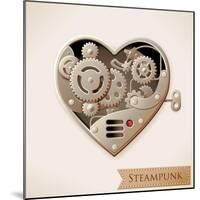 Wind Up Metal Steampunk Heart With Gears-Cyborgwitch-Mounted Art Print