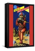 Wind-Up Moon Astronaut-null-Framed Stretched Canvas