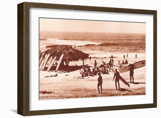 Windandsea Beach, California, Surfers-null-Framed Art Print