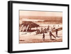 Windandsea Beach, California, Surfers-null-Framed Art Print