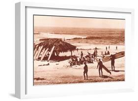 Windandsea Beach, California, Surfers-null-Framed Art Print