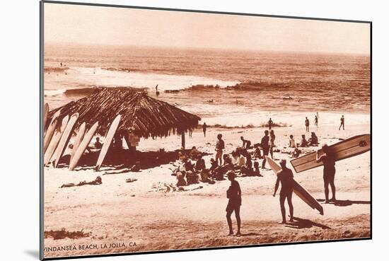 Windandsea Beach, California, Surfers-null-Mounted Art Print