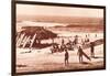 Windandsea Beach, California, Surfers-null-Framed Art Print