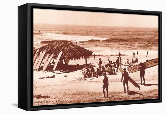 Windandsea Beach, California, Surfers-null-Framed Stretched Canvas