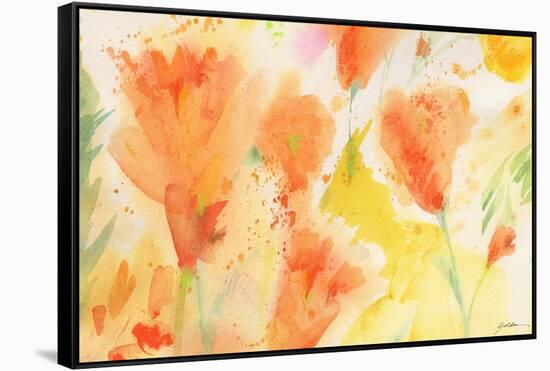 Windblown Poppies #1-Sheila Golden-Framed Stretched Canvas