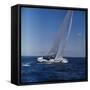 Windblown Sails of Yacht on Open Sea-null-Framed Stretched Canvas