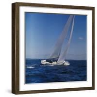 Windblown Sails of Yacht on Open Sea-null-Framed Photographic Print