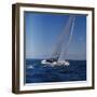 Windblown Sails of Yacht on Open Sea-null-Framed Photographic Print