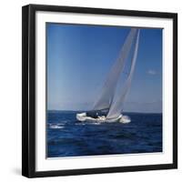 Windblown Sails of Yacht on Open Sea-null-Framed Photographic Print