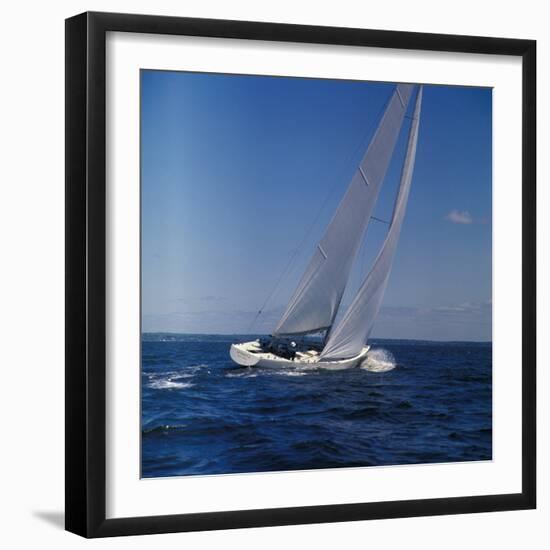 Windblown Sails of Yacht on Open Sea-null-Framed Photographic Print