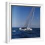 Windblown Sails of Yacht on Open Sea-null-Framed Photographic Print