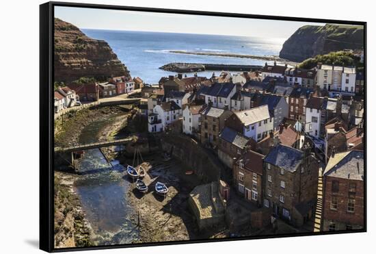 Winding Alleys, Fishing Boats and Sea, Elevated View of Village in Summer-Eleanor Scriven-Framed Stretched Canvas