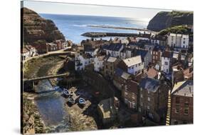 Winding Alleys, Fishing Boats and Sea, Elevated View of Village in Summer-Eleanor Scriven-Stretched Canvas