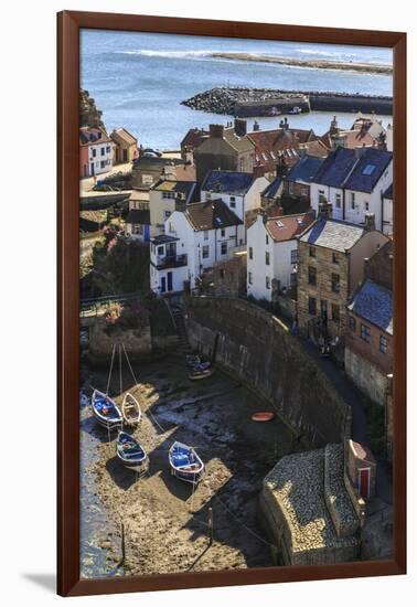 Winding Alleys of Village, Fishing Boats and Sea, Elevated View in Summer-Eleanor Scriven-Framed Photographic Print