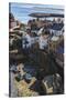 Winding Alleys of Village, Fishing Boats and Sea, Elevated View in Summer-Eleanor Scriven-Stretched Canvas