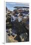 Winding Alleys of Village, Fishing Boats and Sea, Elevated View in Summer-Eleanor Scriven-Framed Premium Photographic Print
