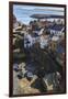 Winding Alleys of Village, Fishing Boats and Sea, Elevated View in Summer-Eleanor Scriven-Framed Premium Photographic Print