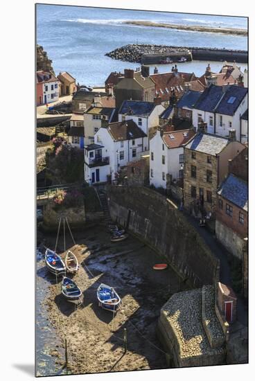 Winding Alleys of Village, Fishing Boats and Sea, Elevated View in Summer-Eleanor Scriven-Mounted Premium Photographic Print