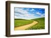 Winding backroad through Spring wheat fields, USA, Washington State, Palouse Region-Terry Eggers-Framed Photographic Print