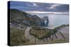 Winding Coastpath Steps Leading Down to Durdle Door on the Jurassic Coast, Dorset, England-Adam Burton-Stretched Canvas