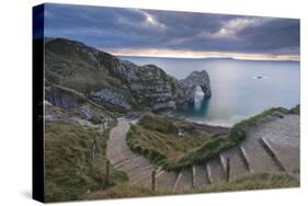 Winding Coastpath Steps Leading Down to Durdle Door on the Jurassic Coast, Dorset, England-Adam Burton-Stretched Canvas