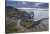 Winding Coastpath Steps Leading Down to Durdle Door on the Jurassic Coast, Dorset, England-Adam Burton-Stretched Canvas